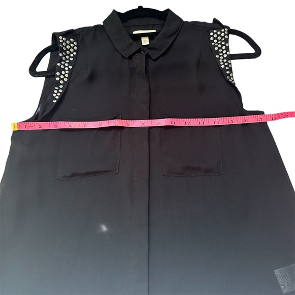 UO Silence + Fade Black Button Down See Through Tank Studded shoulders in Small - Picture 6 of 9